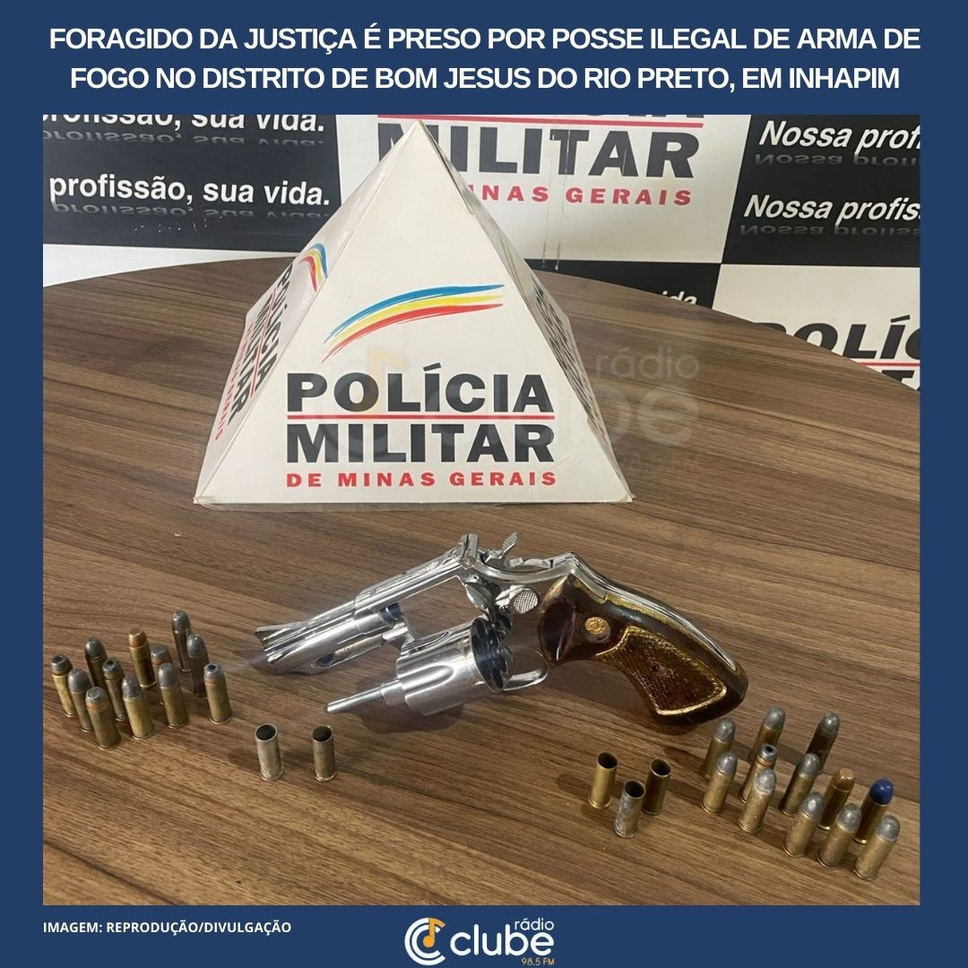 Foragido da Justiça é preso por posse ilegal de arma de fogo no Distrito de Bom Jesus do Rio Preto, em Inhapim