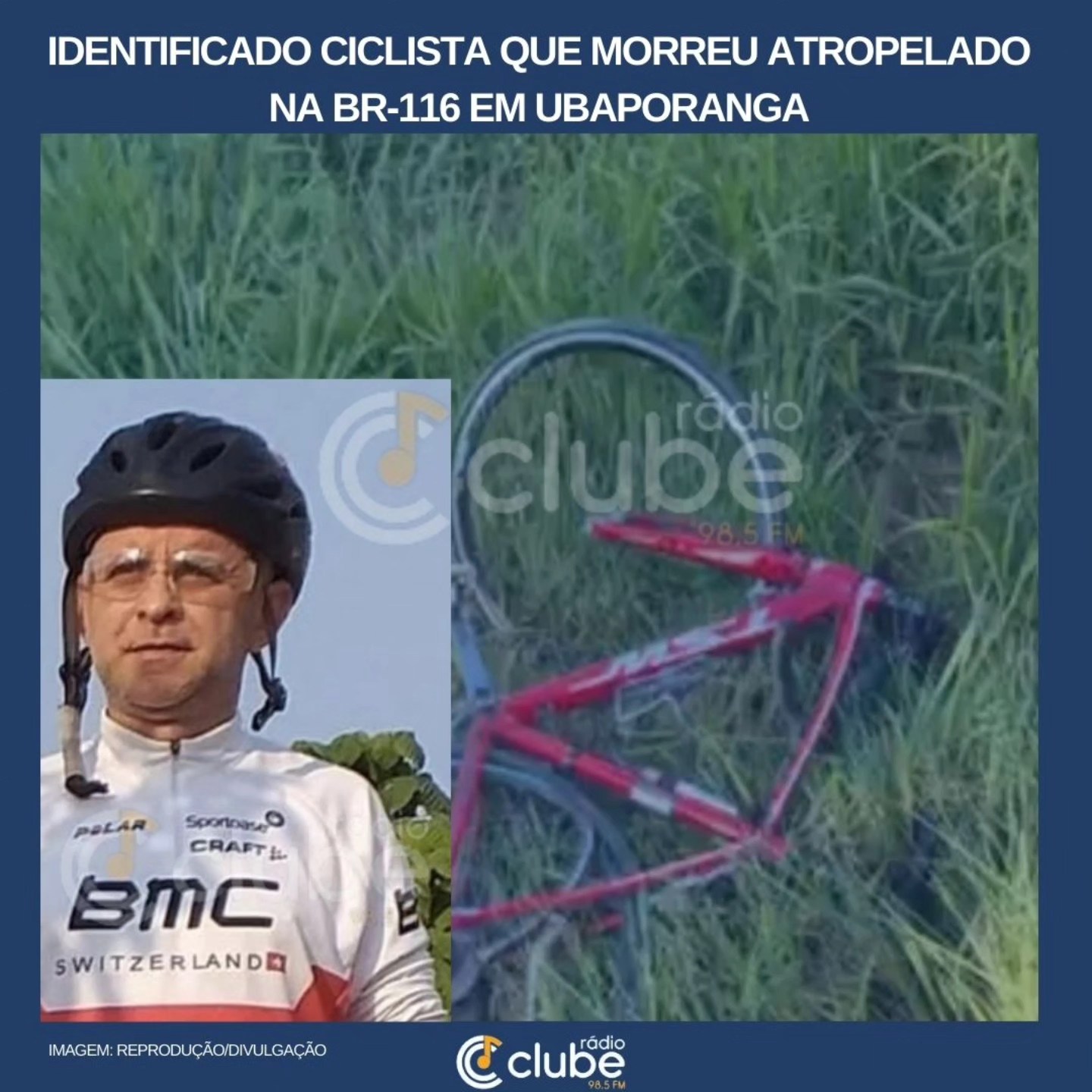 Identificado ciclista que morreu atropelado na BR-116 em Ubaporanga