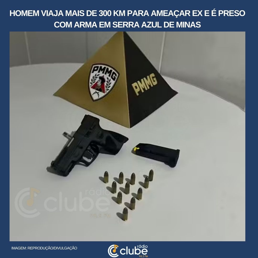 Homem viaja mais de 300 km para ameaçar ex e é preso com arma em Serra Azul de Minas
