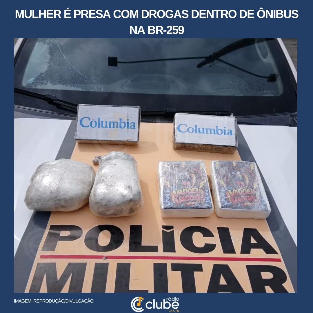 Mulher é presa com drogas dentro de ônibus na BR-259