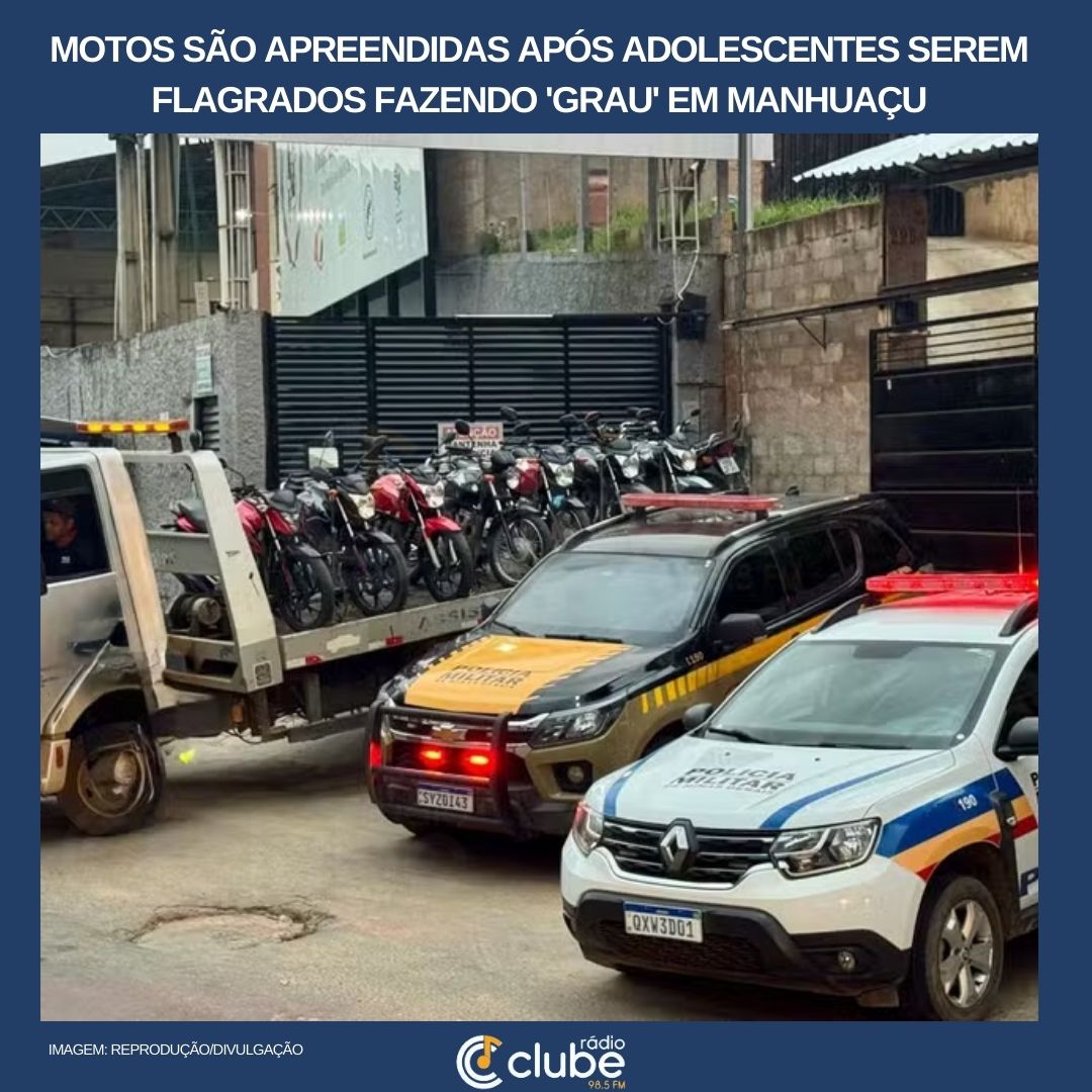 Motos são apreendidas após adolescentes serem flagrados fazendo ‘grau’ em Manhuaçu