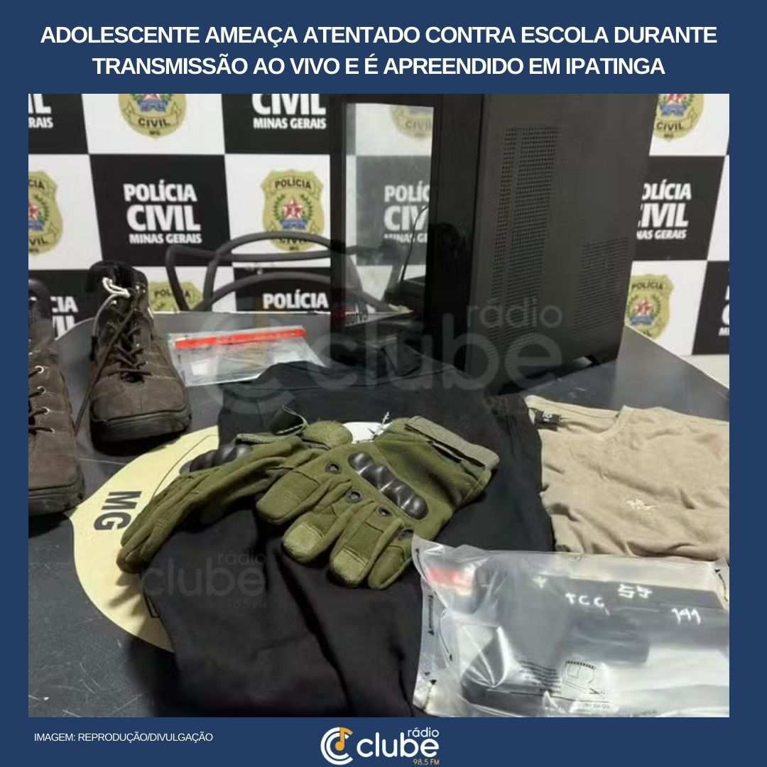 Adolescente ameaça atentado contra escola durante transmissão ao vivo e é apreendido em Ipatinga