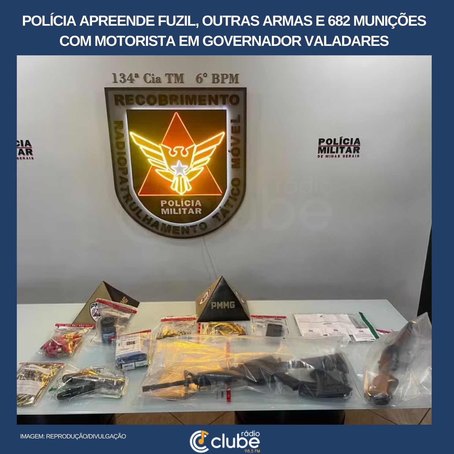 Polícia apreende fuzil, outras armas e 682 munições com motorista em Governador Valadares