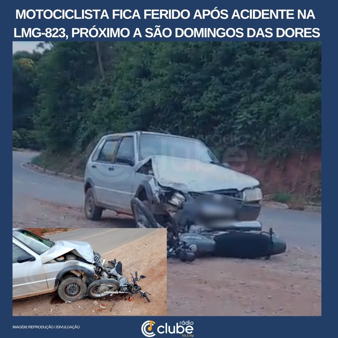 Motociclista fica ferido após acidente na LMG-823, próximo a São Domingos das Dores