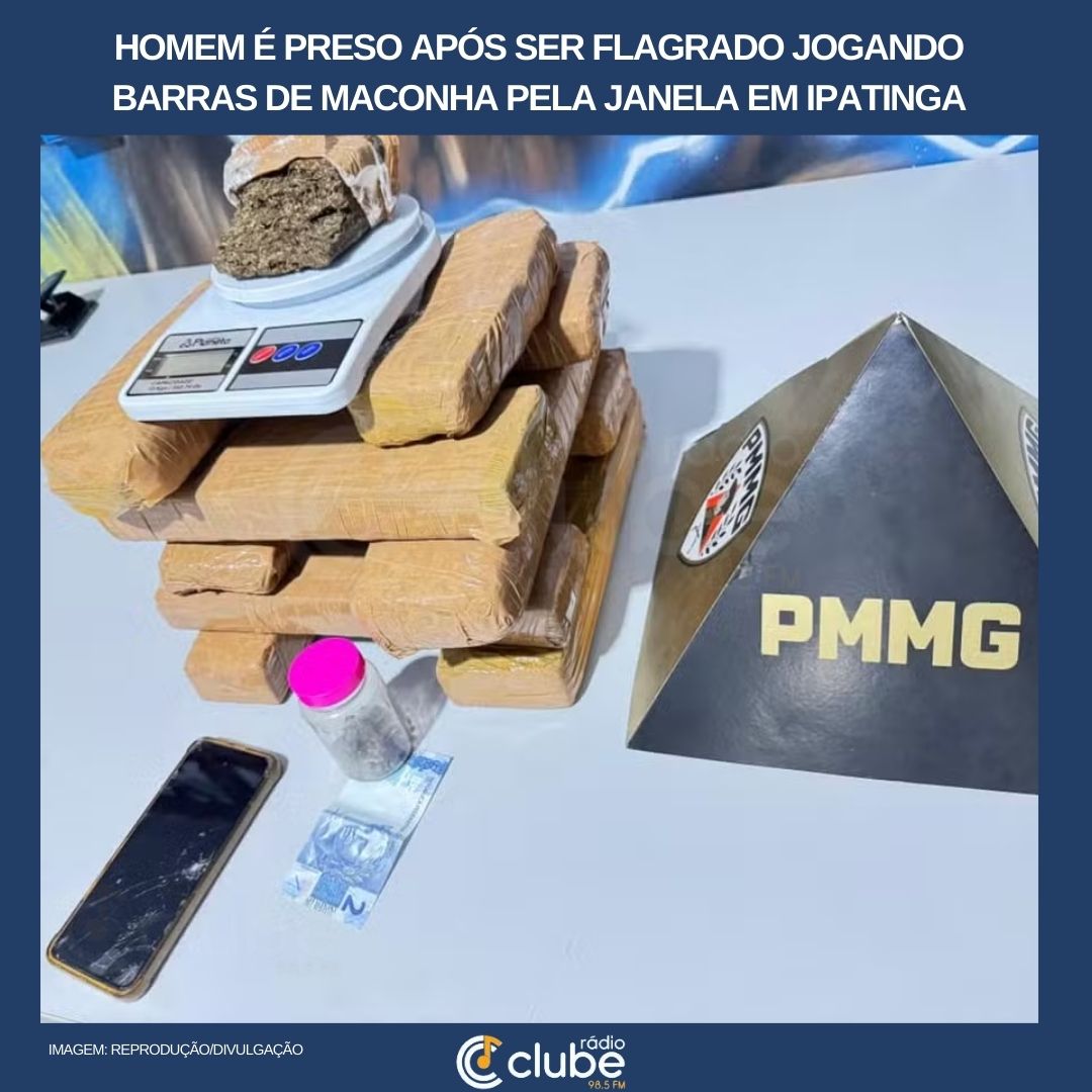 Homem é preso após ser flagrado jogando barras de maconha pela janela em Ipatinga