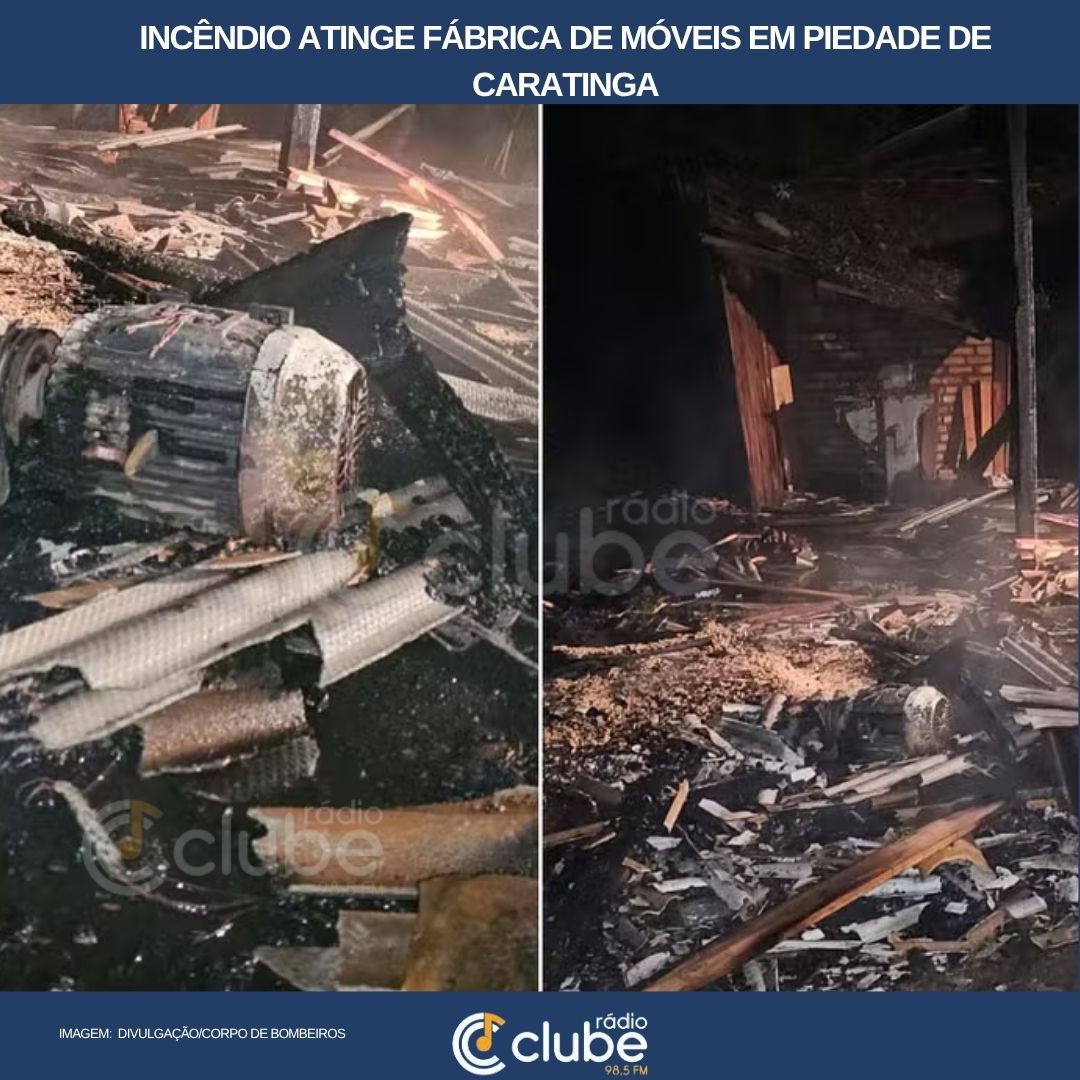 Incêndio atinge fábrica de móveis em Piedade de Caratinga