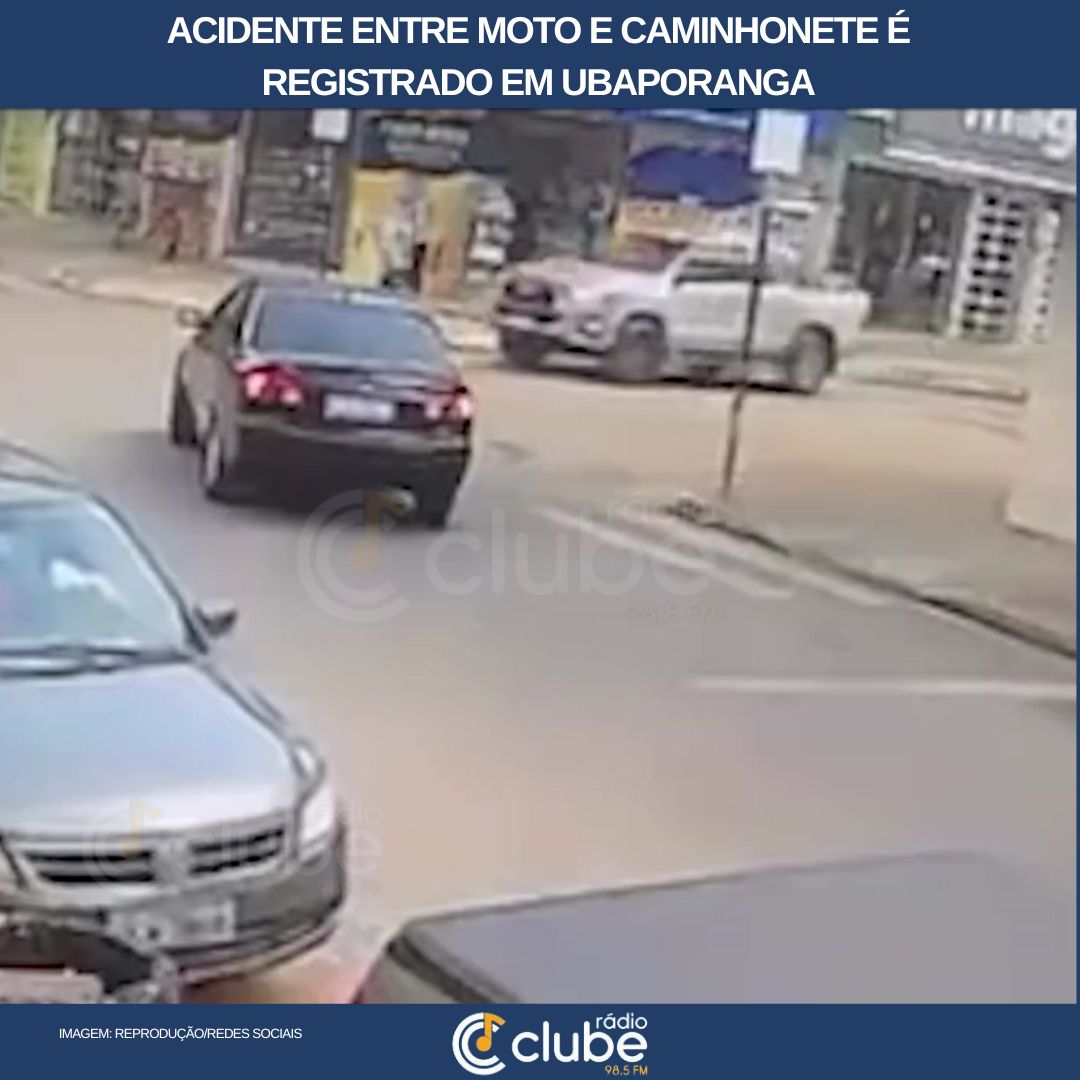 Acidente entre moto e caminhonete é registrado em Ubaporanga