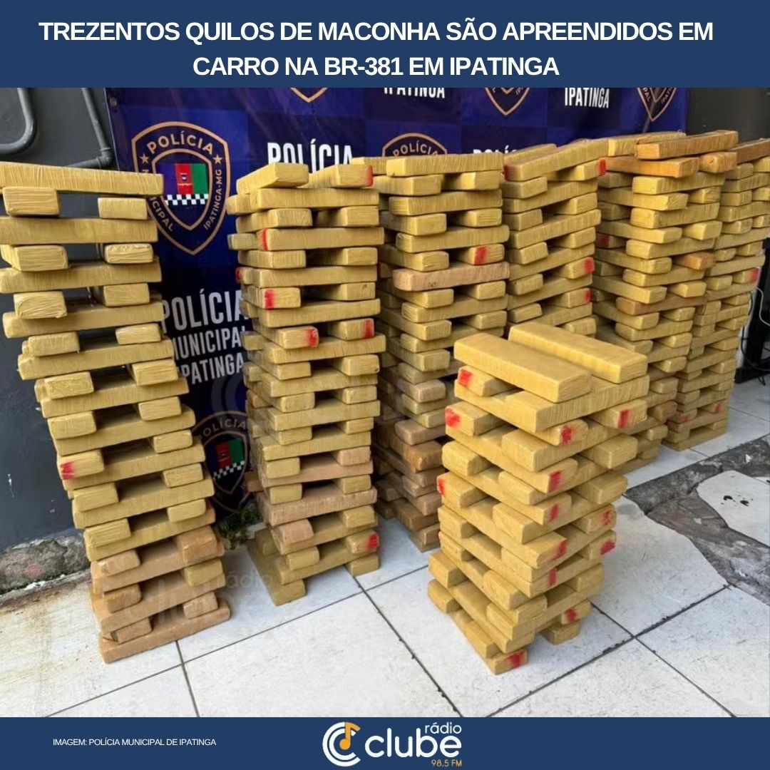 300 quilos de maconha são apreendidos em carro na BR-381, em Ipatinga
