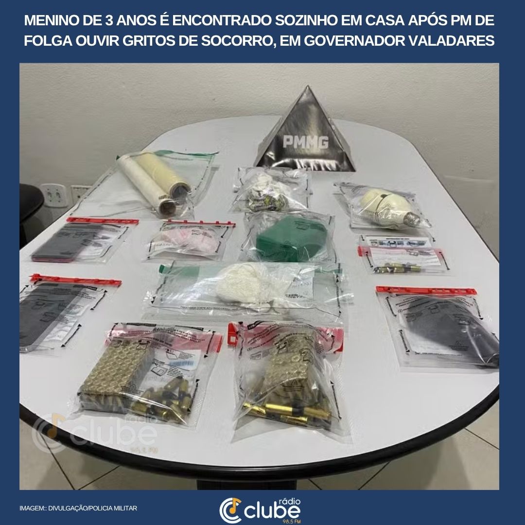 Menino de 3 anos é encontrado sozinho em casa após PM de folga ouvir gritos de socorro, em Governador Valadares