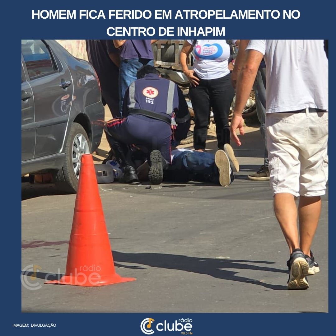 Homem fica ferido em atropelamento no centro de Inhapim