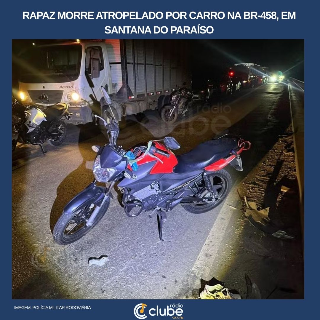 Rapaz morre atropelado na BR-458, em Santana do Paraíso