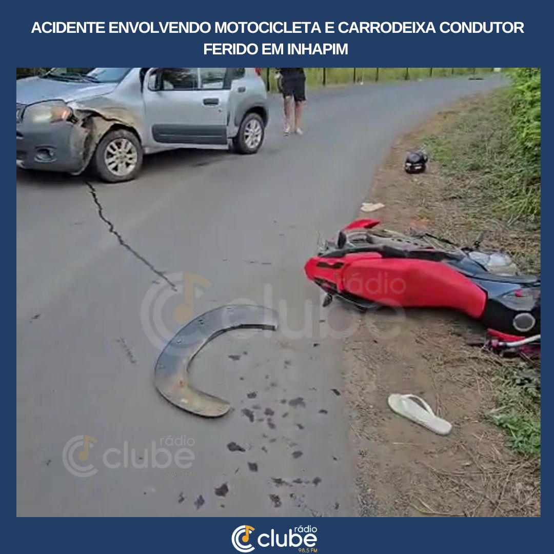 Acidente envolvendo motocicleta e carro em Inhapim deixa condutor ferido