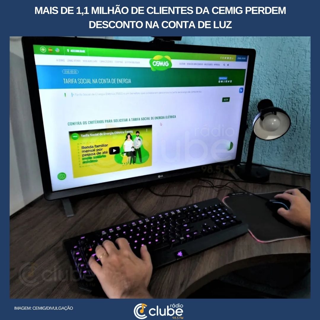 Mais de 1,1 milhão de clientes da Cemig perdem desconto na conta de luz