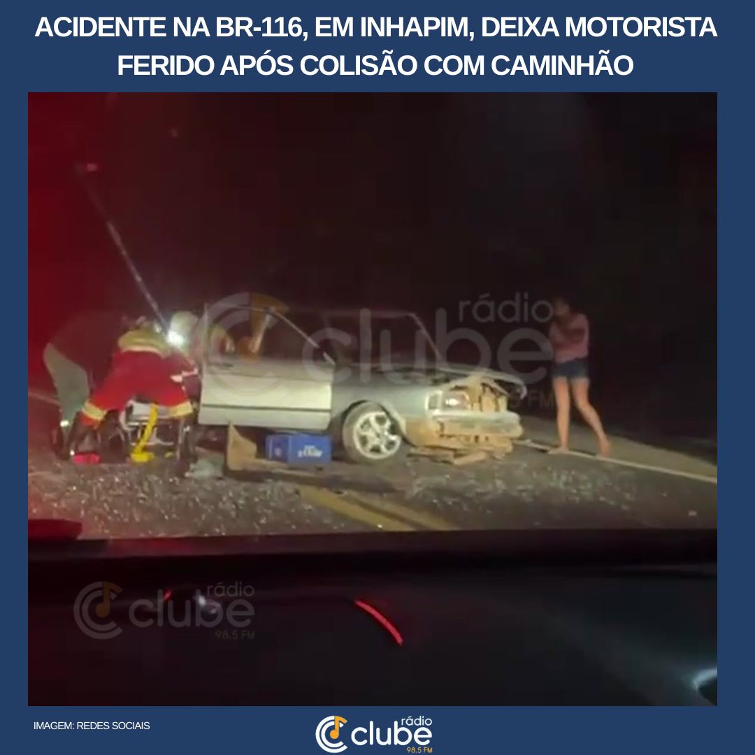 Acidente na BR-116, em Inhapim, deixa motorista ferido após colisão com caminhão