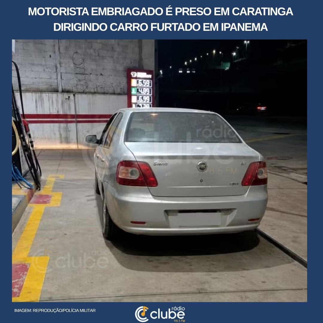 Motorista é preso em Caratinga por embriaguez ao volante com carro furtado em Ipanema