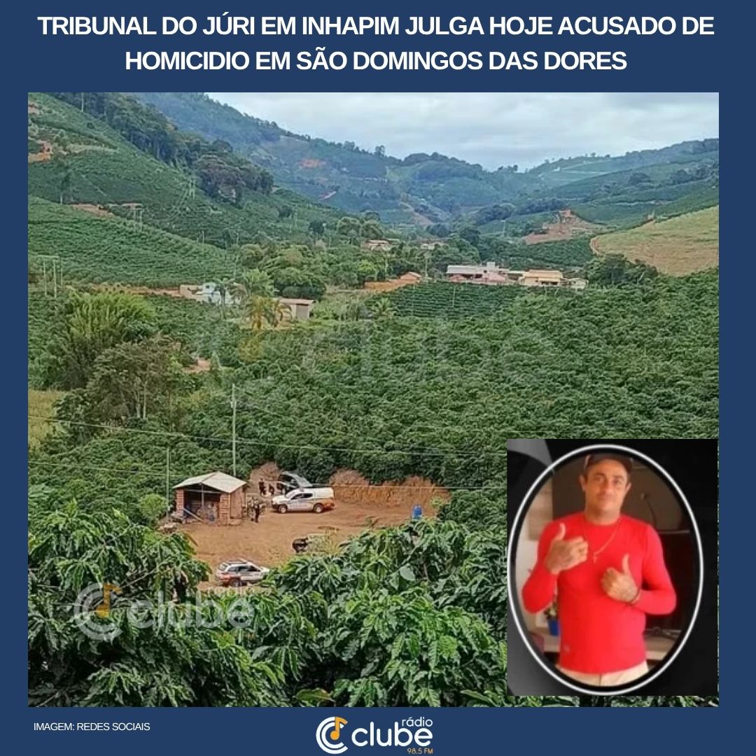 Tribunal do Júri em Inhapim julga hoje acusado de homicídio em São Domingos das Dores