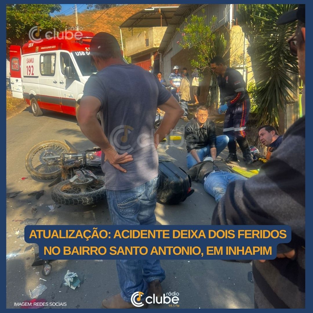 ATUALIZAÇÃO: ACIDENTE NO BAIRRO SANTO ANTÔNIO DEIXA DOIS FERIDOS EM INHAPIM