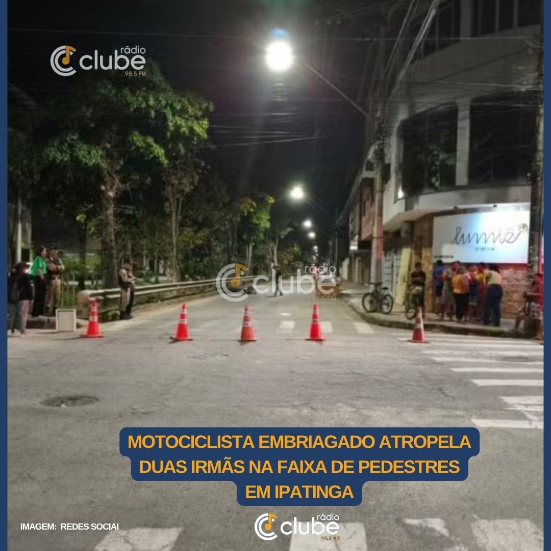 Motociclista embriagado atropela duas irmãs na faixa de pedestres em Ipatinga