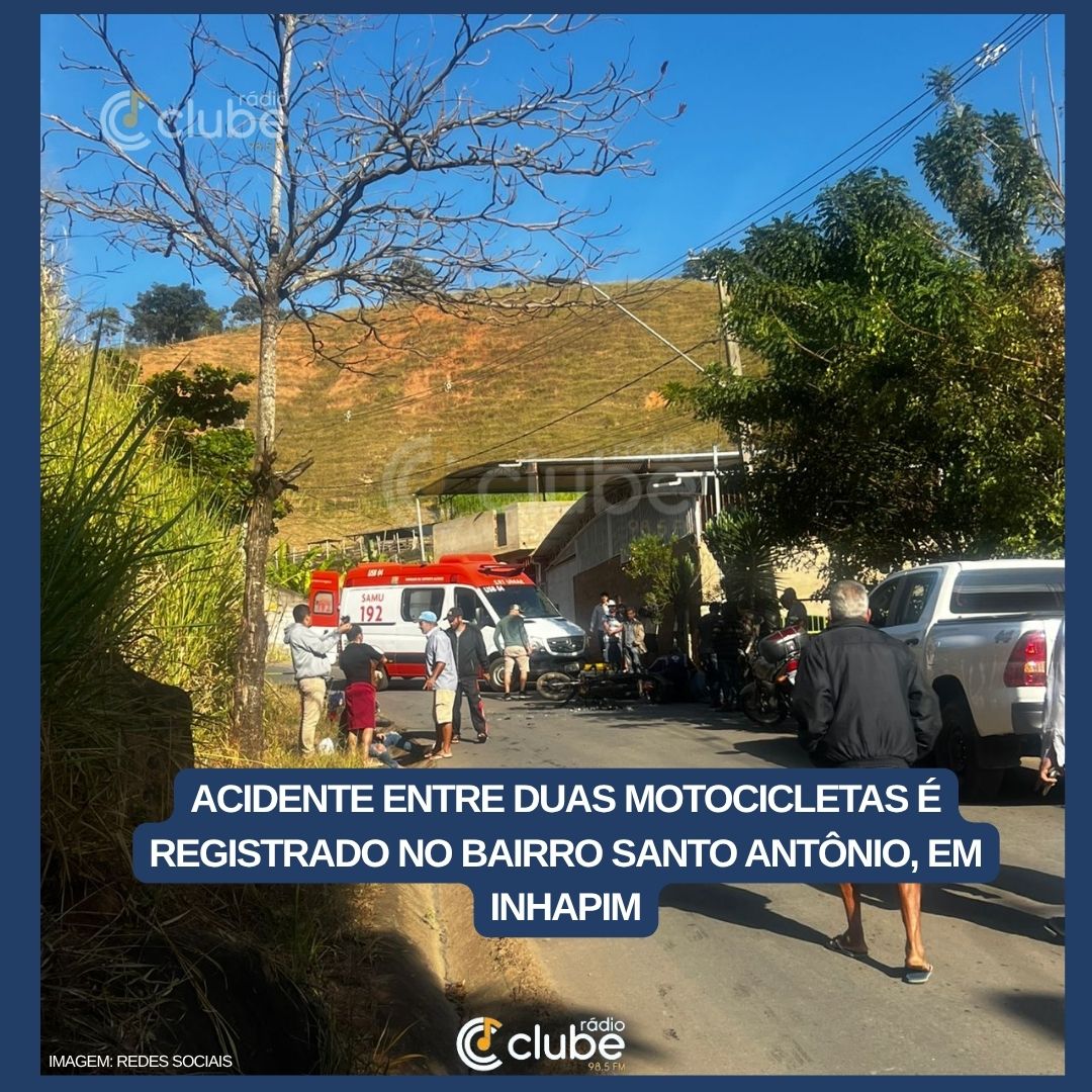 Acidente entre duas motocicletas é registrado no bairro Santo Antônio, em Inhapim