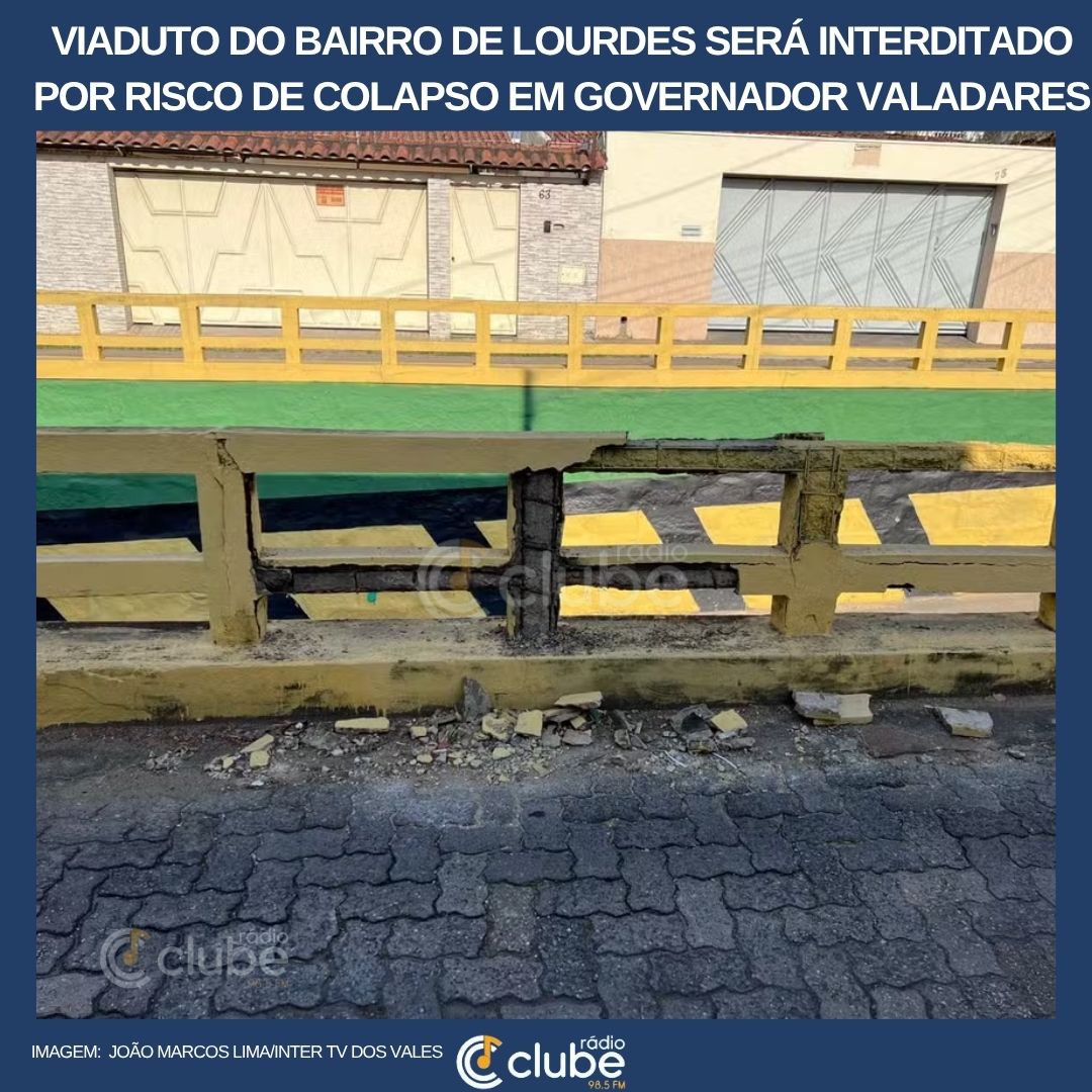 Viaduto do bairro de Lourdes será interditado por risco de colapso em Governador Valadares