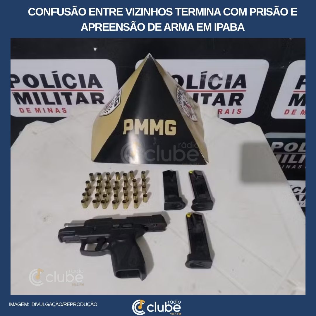 Confusão entre vizinhos termina com prisão e apreensão de arma em Ipaba