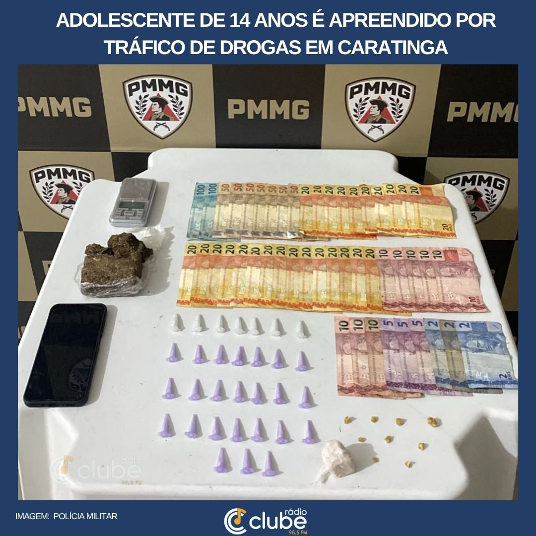 Adolescente de 14 anos é apreendido por tráfico de drogas em Caratinga