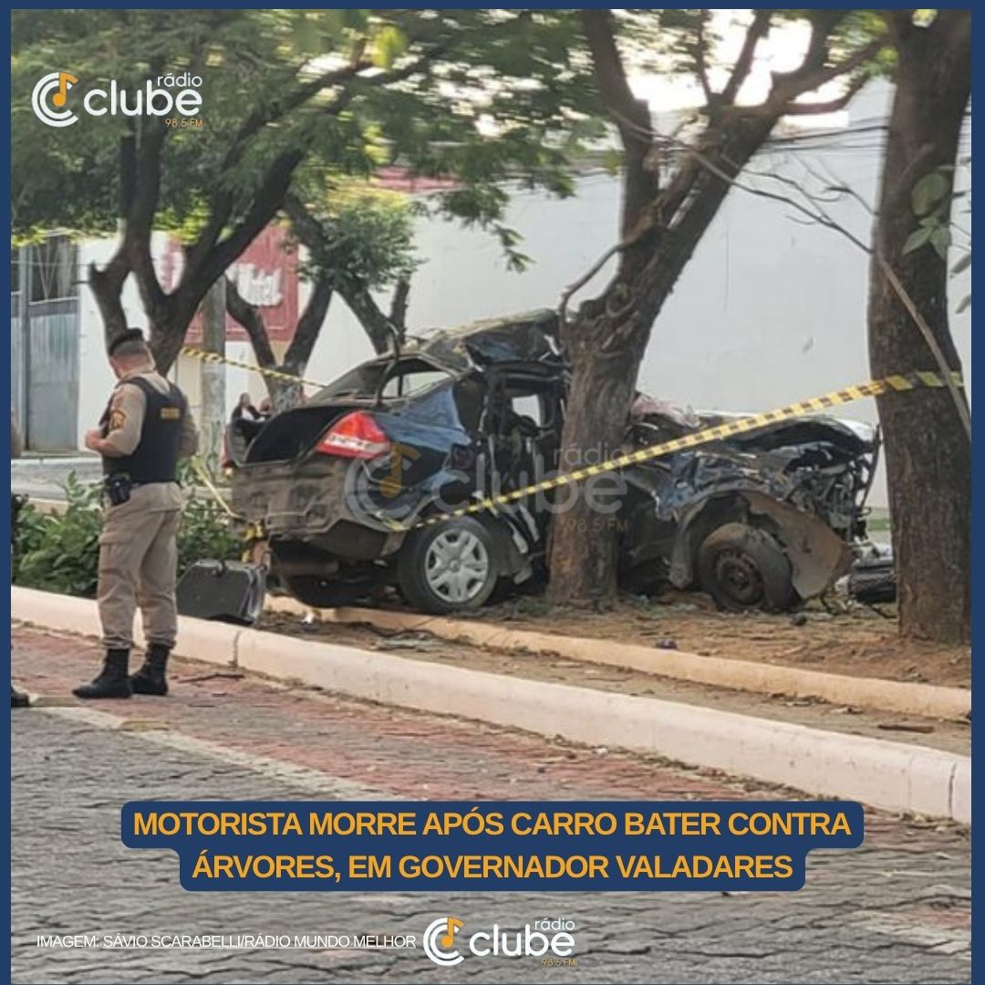 Motorista morre após carro bater contra árvores no bairro Vila Isa, em Governador Valadares