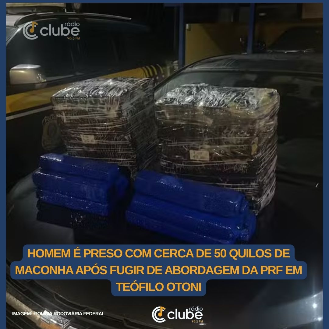 Homem é preso com cerca de 50 quilos de maconha após fugir de abordagem da PRF em Teófilo Otoni
