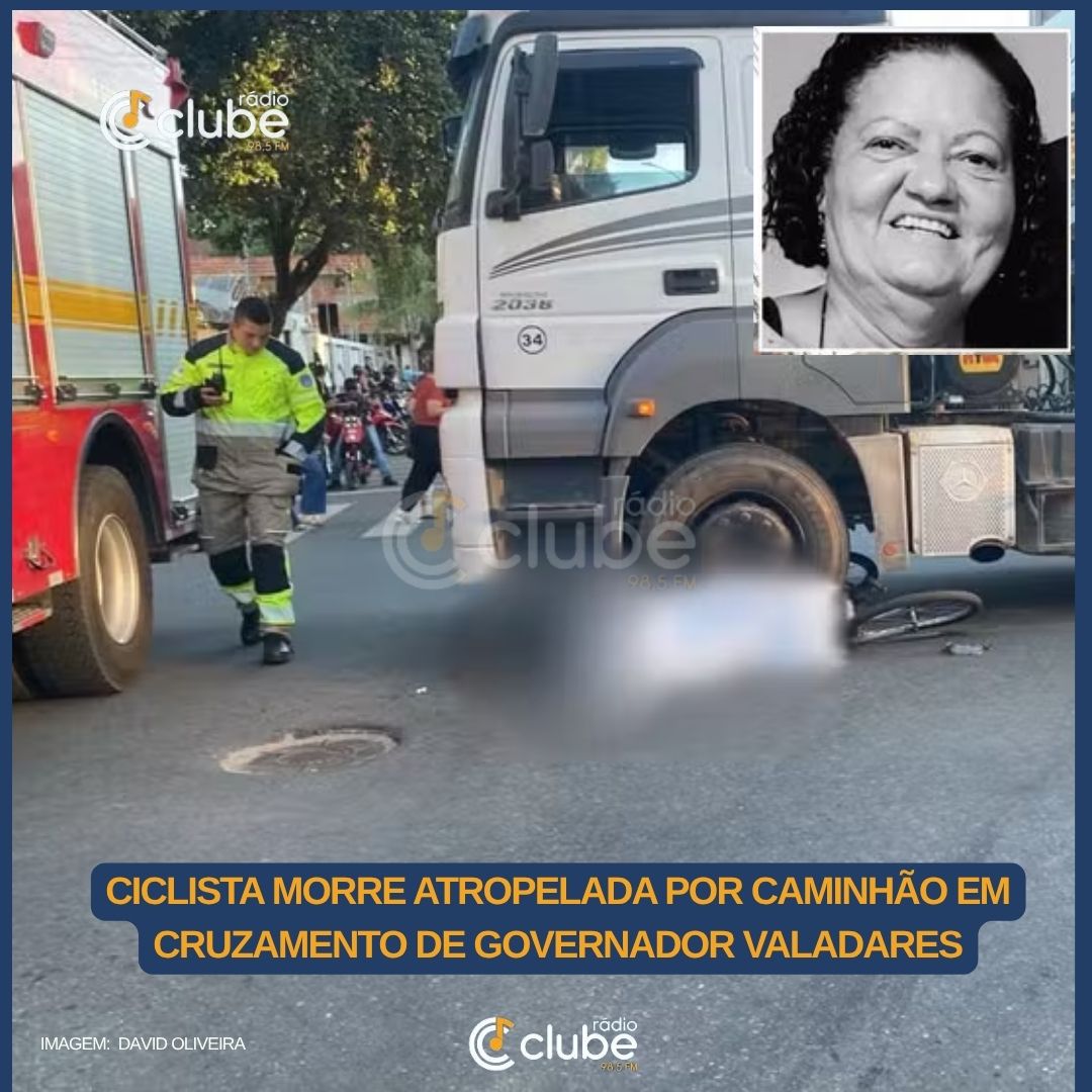 Ciclista de 67 anos morre após ser atropelada por caminhão em Governador Valadares