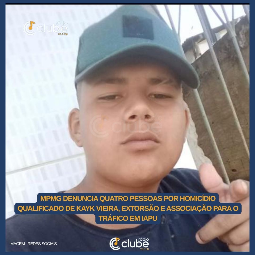 MPMG denuncia quatro pessoas por homicídio qualificado de Kayk Vieira, extorsão e associação para o tráfico em Iapu