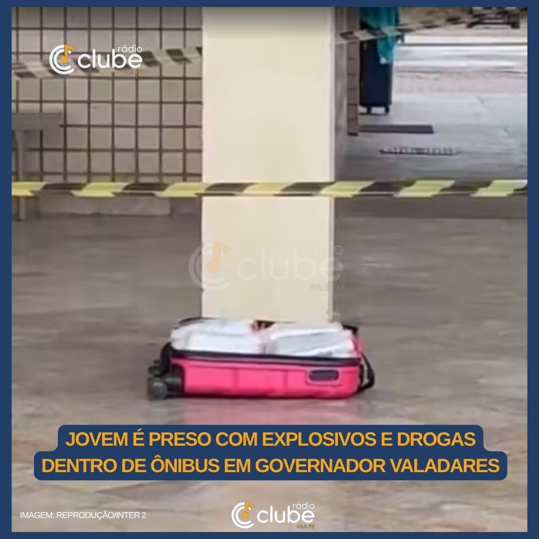 Jovem é preso com explosivos e drogas dentro de ônibus em Governador Valadares