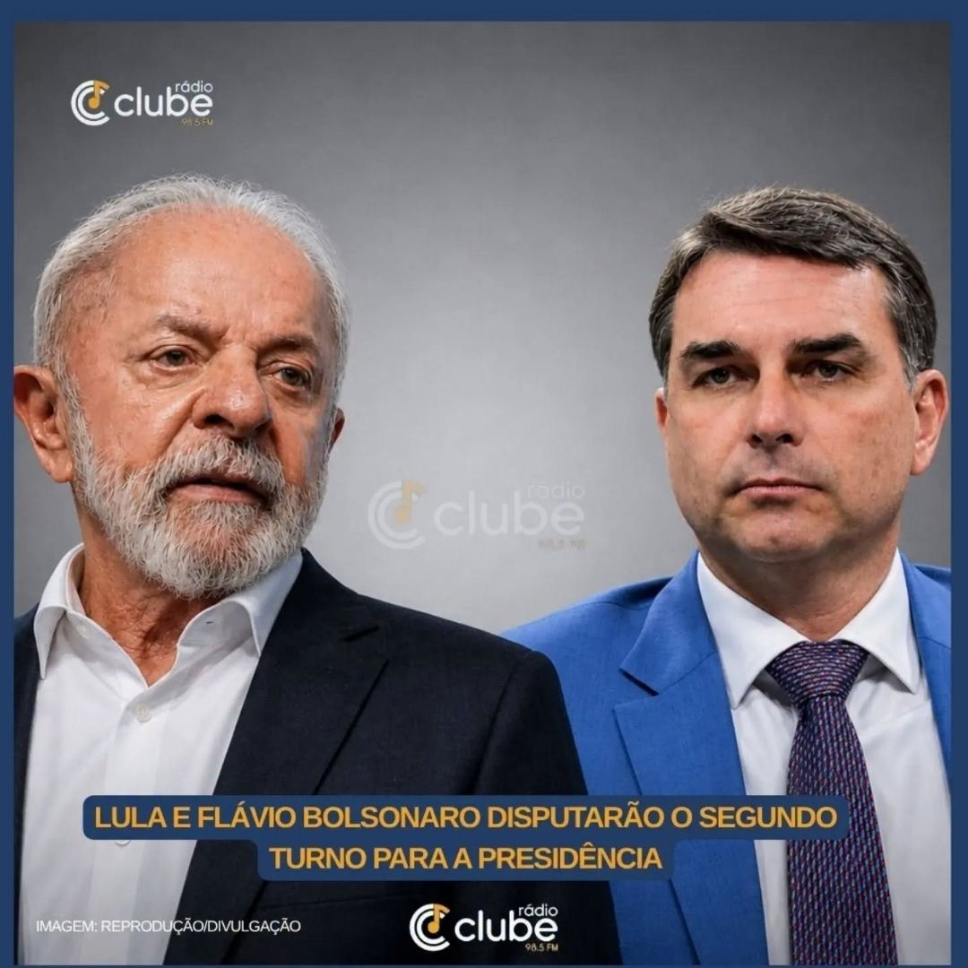 LULA E FLÁVIO BOLSONARO DISPUTARÃO O SEGUNDO TURNO DAS ELEIÇÕES PARA PRESIDENTE