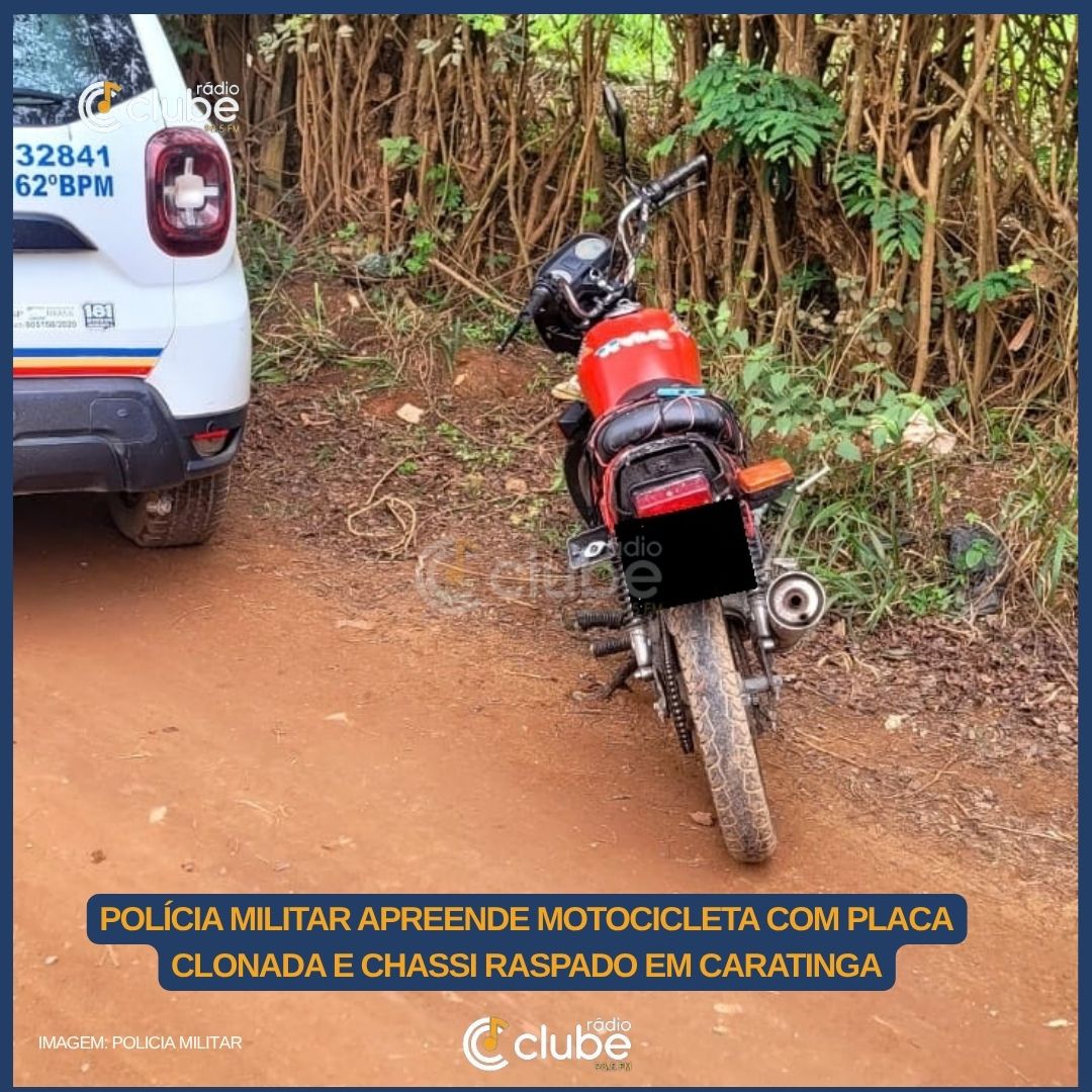 Polícia Militar apreende motocicleta com placa clonada e chassi raspado em Caratinga