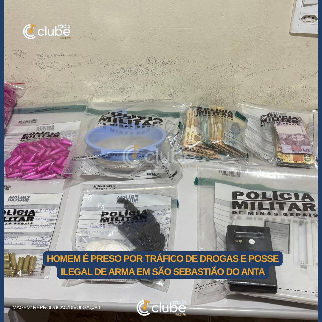 HOMEM É PRESO POR TRÁFICO DE DROGAS E POSSE ILEGAL DE ARMA EM SÃO SEBASTIÃO DO ANTA