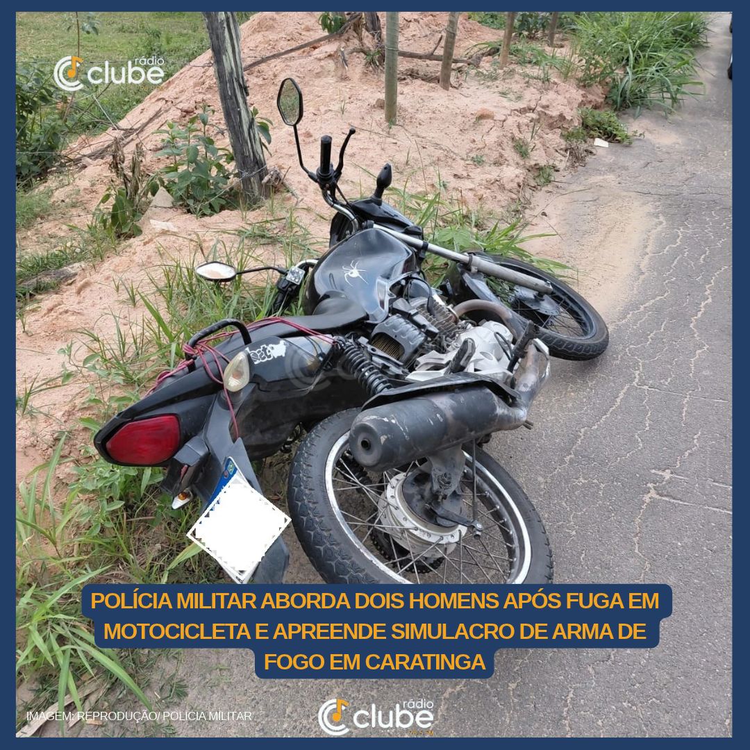 Polícia Militar aborda dois homens após fuga em motocicleta e apreende simulacro de arma de fogo em Caratinga