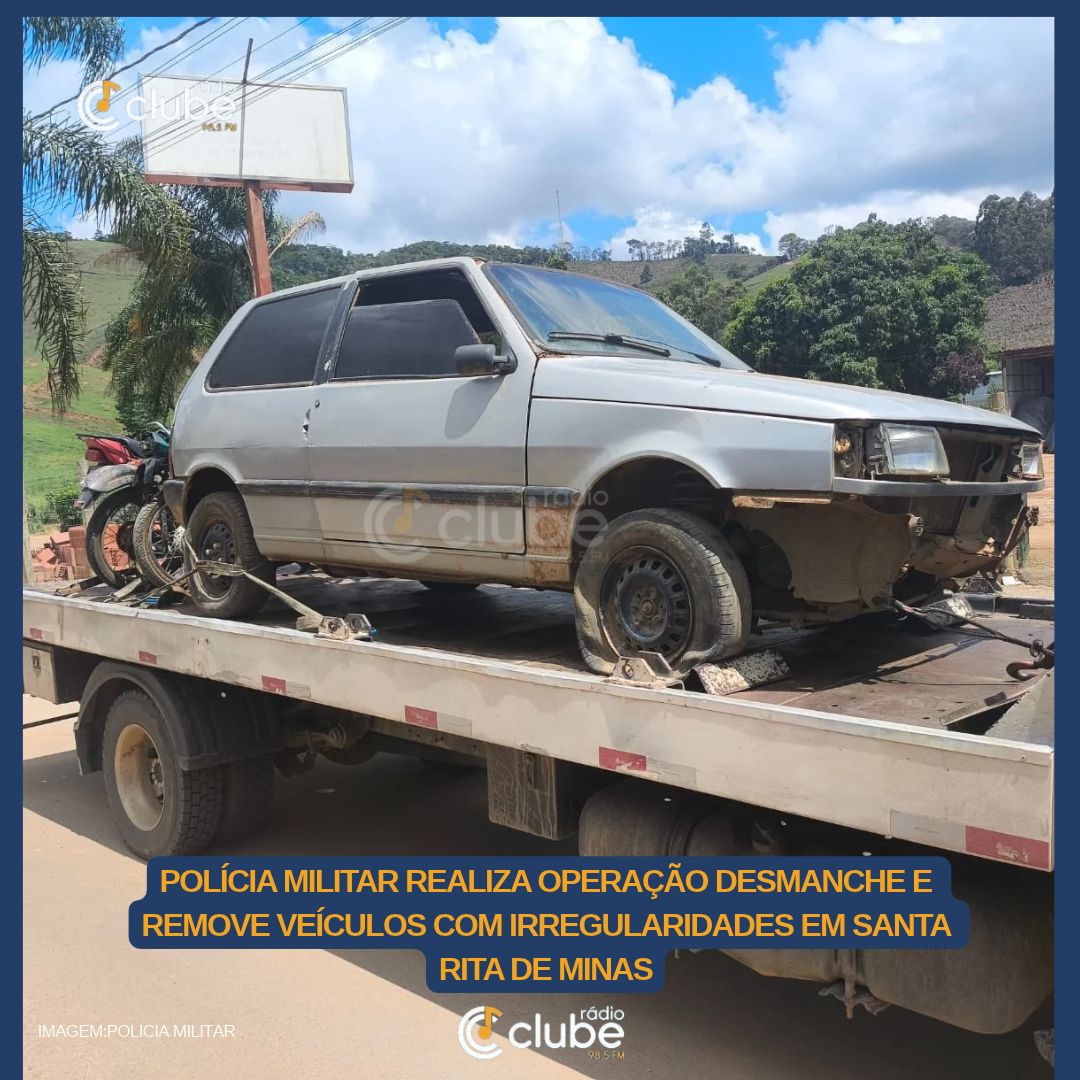POLÍCIA MILITAR REALIZA OPERAÇÃO DESMANCHE E REMOVE VEÍCULOS COM IRREGULARIDADES EM SANTA LUZIA DE CARATINGA