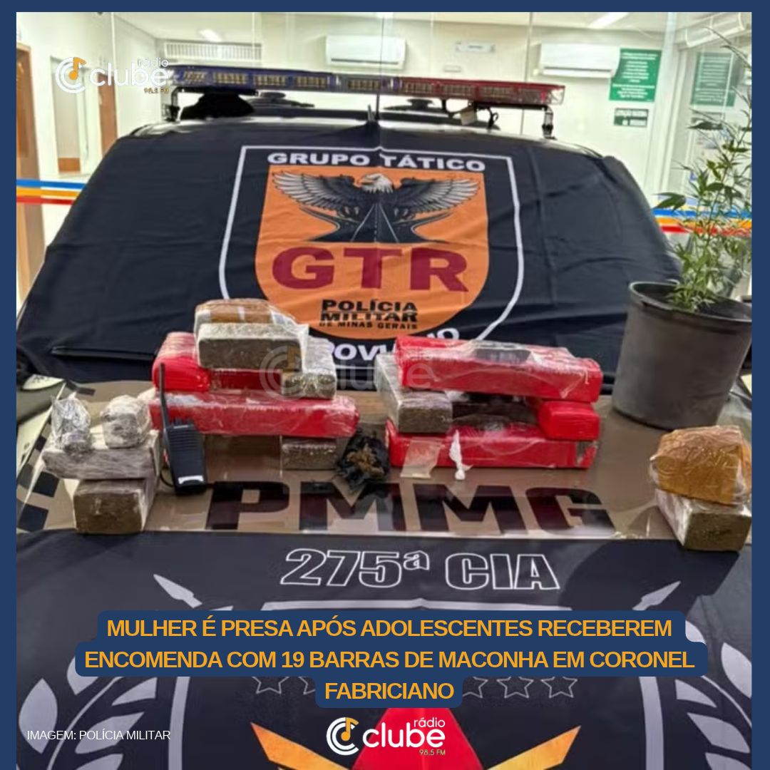 MULHER É PRESA APÓS ADOLESCENTES RECEBEREM ENCOMENDA COM 19 BARRAS DE MACONHA EM CORONEL FABRICIANO